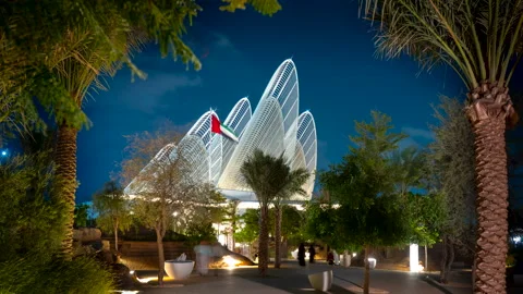 Time lapse of cloud motion at night in Zayed national museum Stock Footage 326214995