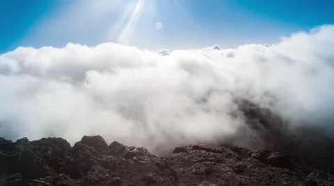 Time-Lapse of Cloud Movement Atop Haleakala in Maui Stock Footage 64985224