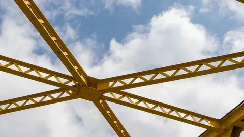 Time lapse of the cloud movement over the steel structure of the bridge. Stock Footage 110936187