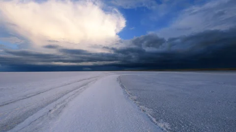 Time lapse of cloud over salt at El'ton lake. Stock Footage 240127921
