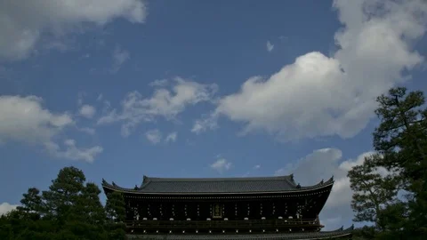 Time Lapse of Cloud Passing Over Temple in Japan Stock Footage 85042352