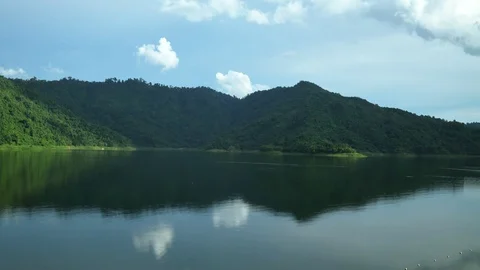 Time lapse of cloud passing through large water dam. Stock Footage 85807428