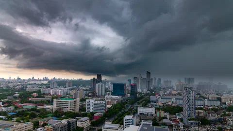 Time lapse of cloud storm motion before rain city of Bangkok Stock Footage 254798752