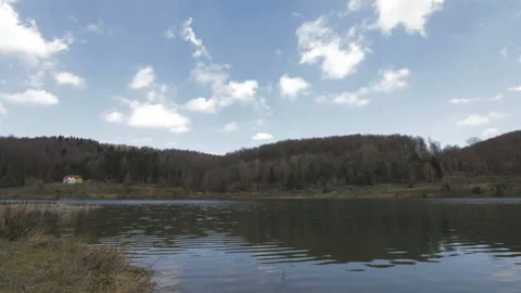 Time lapse of a clouds above the mountain lake Stock Footage 194793073