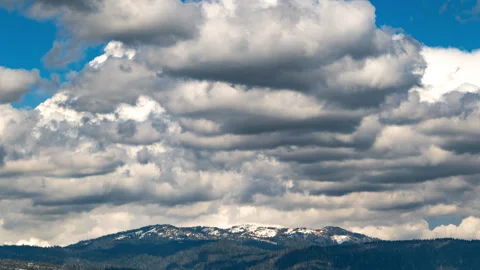 Time Lapse of Clouds Above Snow-Covered Mountains, Sierra Nevada, California Stock Footage 279633794