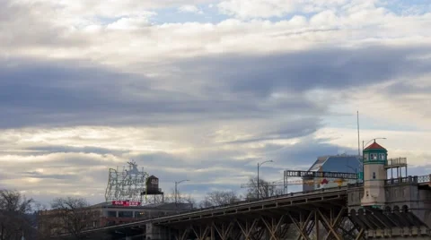 Time lapse of clouds and auto traffic on Burnside Bridge in Portland Oregon 4k Stock Footage 61404424