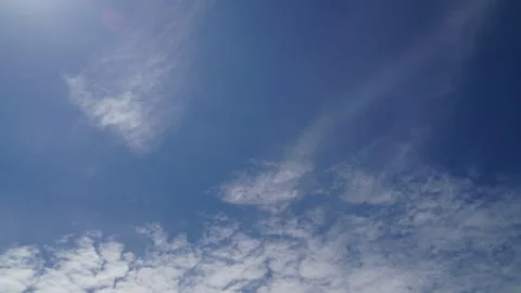 Time lapse  clouds and blue sunny sky,  white clouds over blue sky, Aerial .. Video stock 290907755