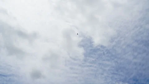 Time lapse  clouds and blue sunny sky,  white clouds over blue sky, Aerial .. Video stock 290914902