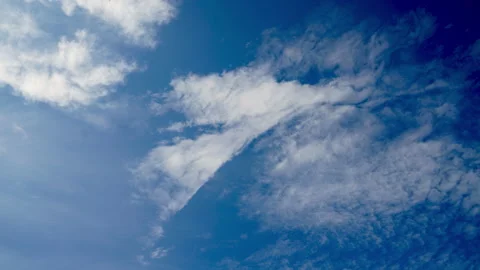 Time lapse  clouds and blue sunny sky,  white clouds over blue sky, Aerial .. Video stock 290917646