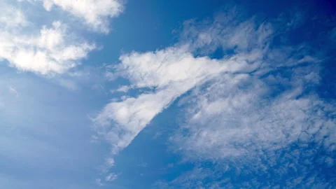 Time lapse  clouds and blue sunny sky,  white clouds over blue sky, Aerial .. Video stock 290917972