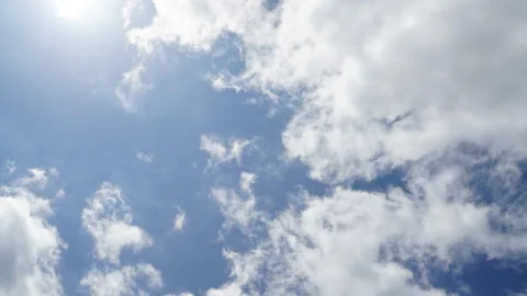 Time lapse  clouds and blue sunny sky,  white clouds over blue sky, Aerial .. Video stock 290978310