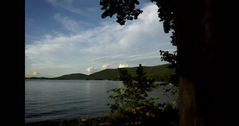 Time lapse of Clouds and Boats on Lake Stock Footage 142836612