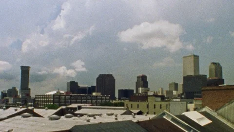 Time-lapse of clouds and city buildings, Vintage Super 8mm Film, HD Stock Footage 121381292