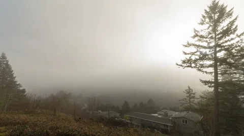 Time Lapse of Clouds and Fog over City of Portland in Oregon 1920x1080 Stock Footage 45276693