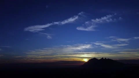Time lapse of Clouds and Iconic Mountain Silhouette during Sunrise Video stock 263383221
