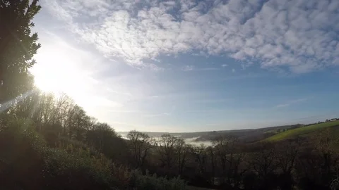 Time-lapse Clouds and mist in the Valley a countryside scene Stock Footage 82801704