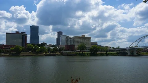 Time lapse of the clouds and river at Little Rock, Arkansas Stock Footage 161153451