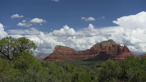 Time lapse of clouds and shadows on a scenic red rock butte in Sedona, AZ Stock Footage 206072320