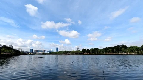 Time lapse clouds and sky near the swamp in the park. Stock Footage 114975528
