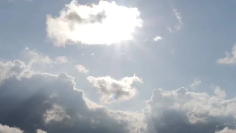 Time-lapse of clouds and sun with rays Stock Footage 131888635