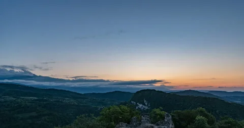 Time lapse of clouds and sunrise in the mountains, Formation of cumulus clouds Stock Footage 118072462