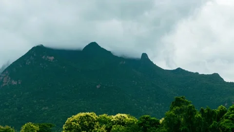 Time-lapse of clouds atop Doi Luang Chiang Dao. Concept of climate and weather.  Stock Footage 314503680
