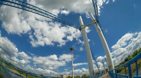 Time lapse of clouds on the background of the bridge Stock Footage 50260067
