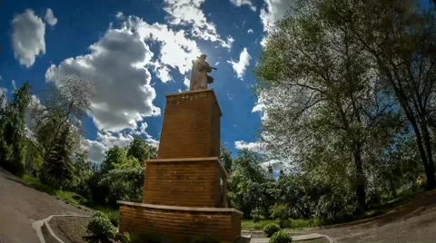 Time lapse of clouds on the background of the monument Stock Footage 50260053