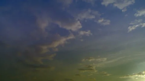 Time-lapse clouds in blue and green sky. Stock Footage 3125782