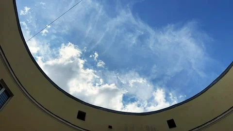 Time-Lapse Clouds Circular Architecture Opening Sky Stock Footage 317628822