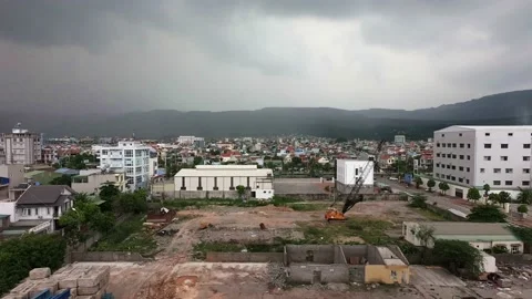 TIme lapse clouds construction cityscape Video stock 166256226