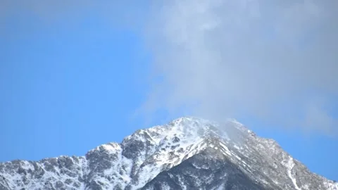 Time lapse clouds covering Alps mountains. Winter season Stock Footage 140181338