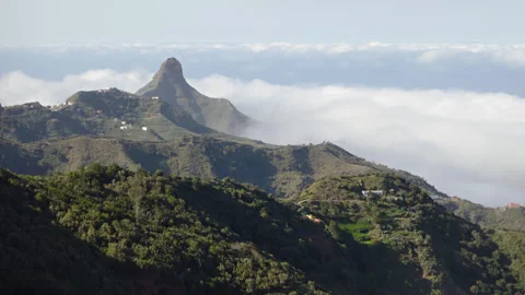 Time lapse clouds covering rock, Anaga, Tenerife Stock Footage 344877797