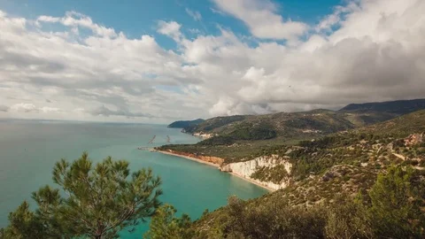 Time lapse - clouds drift across a lake in Apulia Stock Footage 76761711