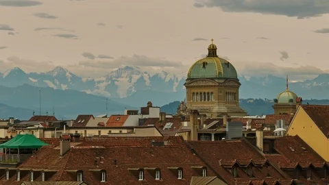 Time lapse clouds float in Bern, Switzerland Stock Footage 120843812