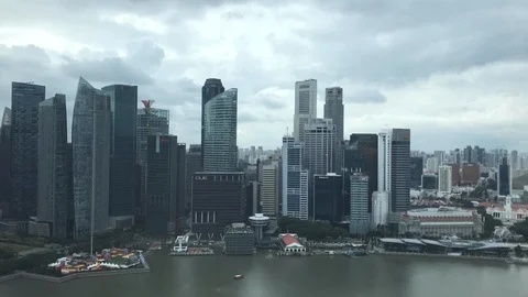 Time lapse of clouds flying over the Financial Center in downtown Singapore Stock Footage 113548606