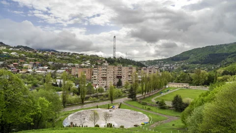 Time lapse of clouds formation moving across the sky over the city of Dilijan Stock Footage 190954520