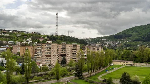 Time lapse of clouds formation moving across the sky over the city of Dilijan Stock Footage 190954544