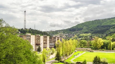Time lapse of clouds formation moving across the sky over the city of Dilijan Stock Footage 191019774