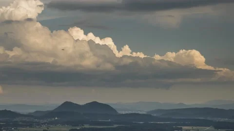 Time lapse of clouds forming above Ljubljana basin landscape, Slovenia Stock Footage 134075450