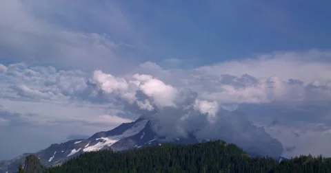 Time Lapse of clouds forming over  Mt. Jefferson, Oregon Cascades Stock Footage 61096916
