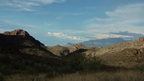 Time lapse of clouds with light and shadows moving over mountains Stock Footage 314184854
