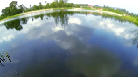 Time lapse of clouds mirroring in the lake. Stock Footage 40688165