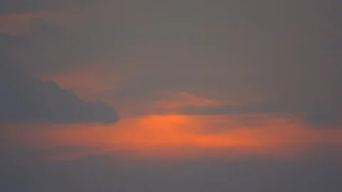 Time lapse clouds motion on sunset summer sky season, big sun on golden sky Stock Footage 129639915