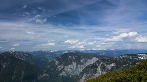 Time-lapse of clouds in the mountains in Austria, Obertraun, 5 Fingers Stock Footage 72874163