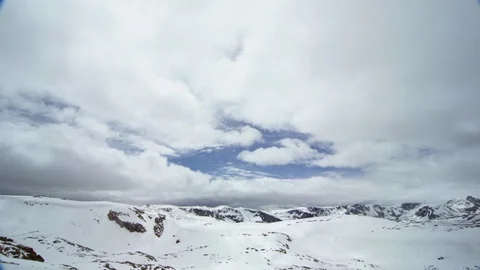 Time-lapse of clouds moving above snow covered mountain landscape Stock Footage 116744176
