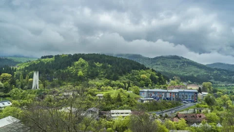 Time lapse of clouds moving across the mountains near the city of Dilijan Stock Footage 190420242