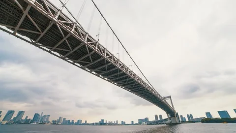 Time-lapse of clouds moving a cross a modern bridge in Tokyo Stock Footage 233397135