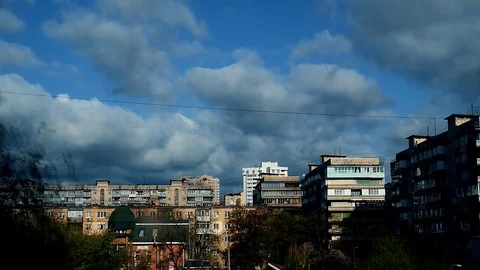 Time lapse with clouds moving over city Stock Footage 74525575