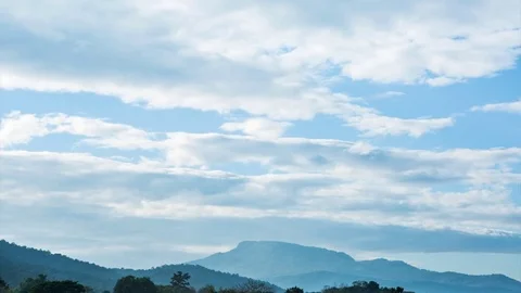 Time lapse of clouds moving over mountain, chiangmai Thailand Stock Footage 83371225